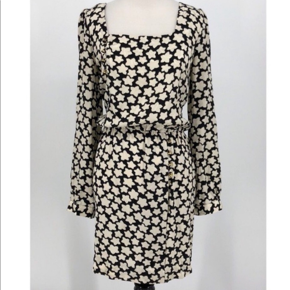 Anthropologie Black and Cream Midi Dress